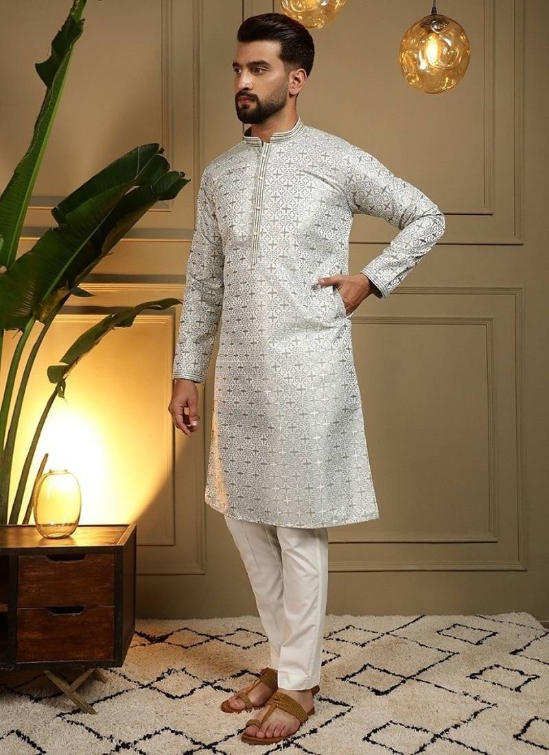 Designer heavy jecquard kurta payjama wedding & festive wear