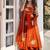 Orange Fendy Silk Flared Gown Sharara Set with Sequence Embroidery & Dupatta