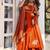Orange Fendy Silk Flared Gown Sharara Set with Sequence Embroidery & Dupatta
