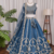 Navy Blue Fentam Silk Embroidered Lehenga Choli with Dupatta for Women | Festive Wedding Wear
