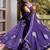 Purple Fendy Silk Flared Gown Sharara Set with Sequence Embroidery & Dupatta