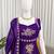 Purple Fendy Silk Flared Gown Sharara Set with Sequence Embroidery & Dupatta