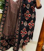 Women PURE COTTON BLOCK PRINT KURTA WITH PANT AND DUPATTA 