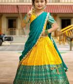  girls art silk embroidery traditional lehenga choli with chinnon dupatta