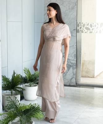 Dusty veil - elegant kurta set with farsi pants 4