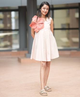 Peach cotton floral dress 1