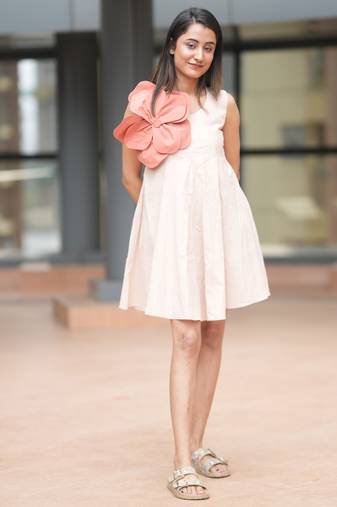 Peach cotton floral dress