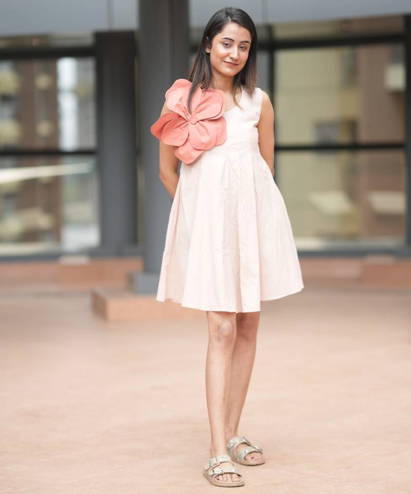 Peach cotton floral dress