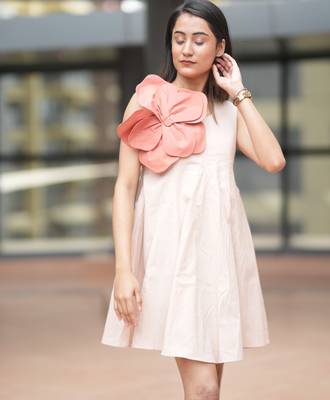 Peach cotton floral dress 3