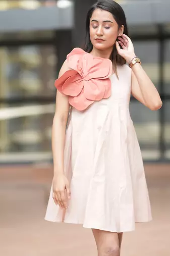 Peach cotton floral dress