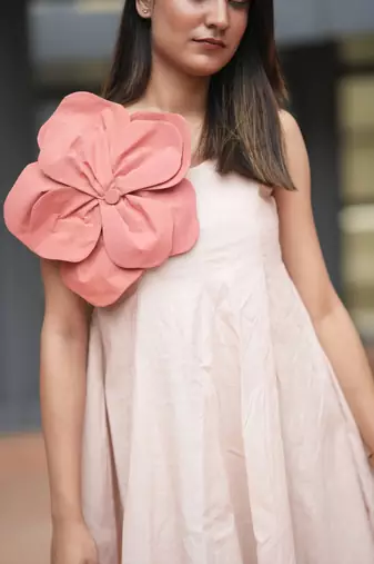 Peach cotton floral dress