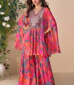 Multicolor a real mirraw chinon silk sharara suit
