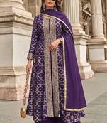 Purple zari jacqurad palazzo suit