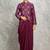 Wine brocade georeatte palazzo suit
