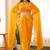 Dark-yellow beads chinon silk indo western suit