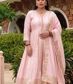 Beby-pink gota cotton silk anarkali suit