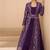 Purple brocade georeatte gown suit