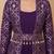Purple brocade georeatte gown suit