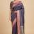 Banarasi semi silk saree in navy blue colour with zig-zag  work