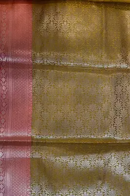 Banarasi semi silk saree in mustard colour with zig-zag  work 5