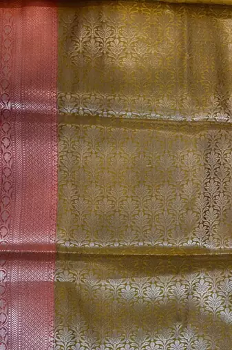 Banarasi semi silk saree in mustard colour with zig-zag  work