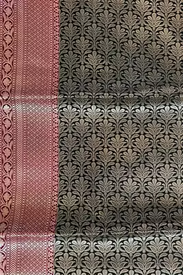 Banarasi semi silk saree in black colour with zig-zag  work 5