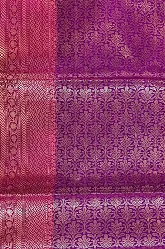 Banarasi semi silk saree in magenta colour with zig-zag  work