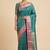 Banarasi semi silk saree in turquoise colour with zig-zag  work