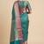 Banarasi semi silk saree in turquoise colour with zig-zag  work