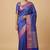 Banarasi semi silk saree in royal blue colour with zig-zag  work