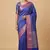 Banarasi semi silk saree in royal blue colour with zig-zag  work