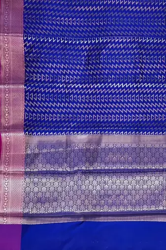 Banarasi semi silk saree in royal blue colour with zig-zag  work