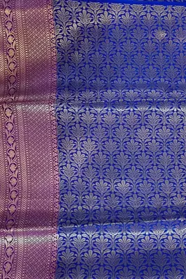 Banarasi semi silk saree in royal blue colour with zig-zag  work 5