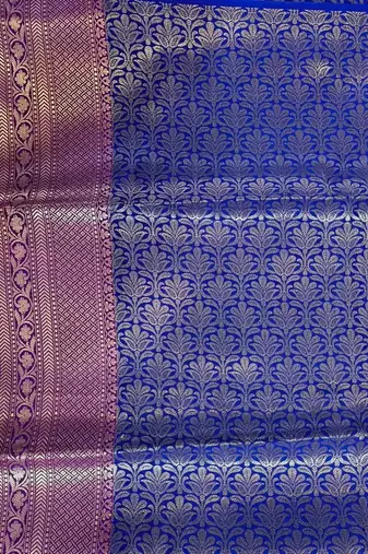 Banarasi semi silk saree in royal blue colour with zig-zag  work