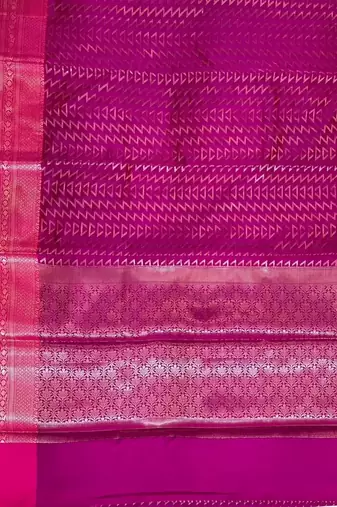 Banarasi semi silk saree in rani pink colour with zig-zag  work