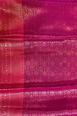 Banarasi semi silk saree in rani pink colour with zig-zag  work 5