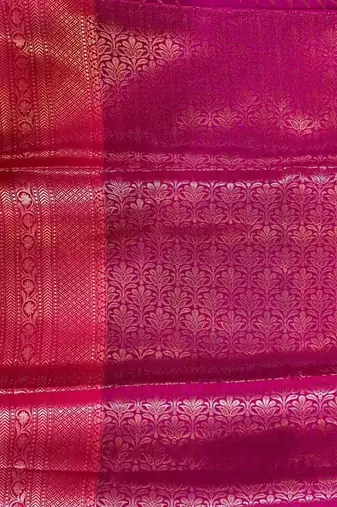 Banarasi semi silk saree in rani pink colour with zig-zag  work