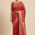Banarasi semi silk saree in red colour with zig-zag  work