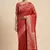 Banarasi semi silk saree in red colour with zig-zag  work