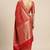 Banarasi semi silk saree in red colour with zig-zag  work