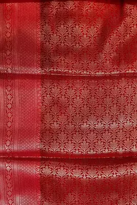 Banarasi semi silk saree in red colour with zig-zag  work 5