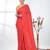 Elegant red cotton handspun saree with sequin embellishments and pom pom
