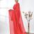 Elegant red cotton handspun saree with sequin embellishments and pom pom