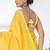 Elegant yellow cotton handspun saree with sequin embellishments and pom pom