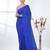 Elegant blue cotton handspun saree with sequin embellishments and pom pom