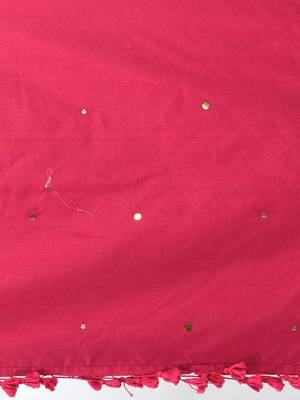 Elegant pink cotton handspun saree with sequin embellishments and pom pom 4