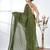 Elegant sap green cotton handspun saree with sequin embellishments and pom pom