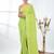 Elegant lime green cotton handspun saree with sequin embellishments and pom pom