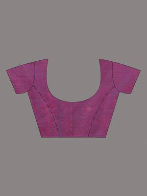 Elegant magenta cotton handspun saree with sequin embellishments and pom pom 5