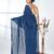 Elegant sapphire blue cotton handspun saree with sequin embellishments and pom pom